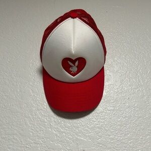 Red & white Playboy bunny heart baseball cap  adjustable